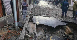 Melamchi Drinking Water pipe bursts at Thapathali, vicinity waterlogged