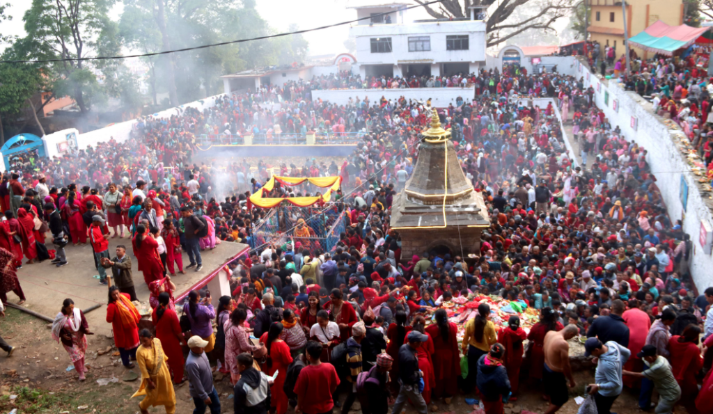 Devotees thronging Matatirtha shrine since early morning today