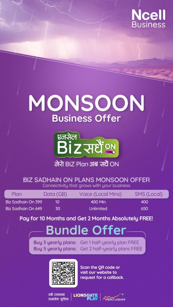 Ncell Launches ‘Biz Sadhain ON: Monsoon Business Offer’ with Exclusive Discounts