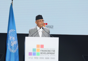 PM Oli addresses FFD4 Plenary, calls for justice and fairness in global economic and financial system