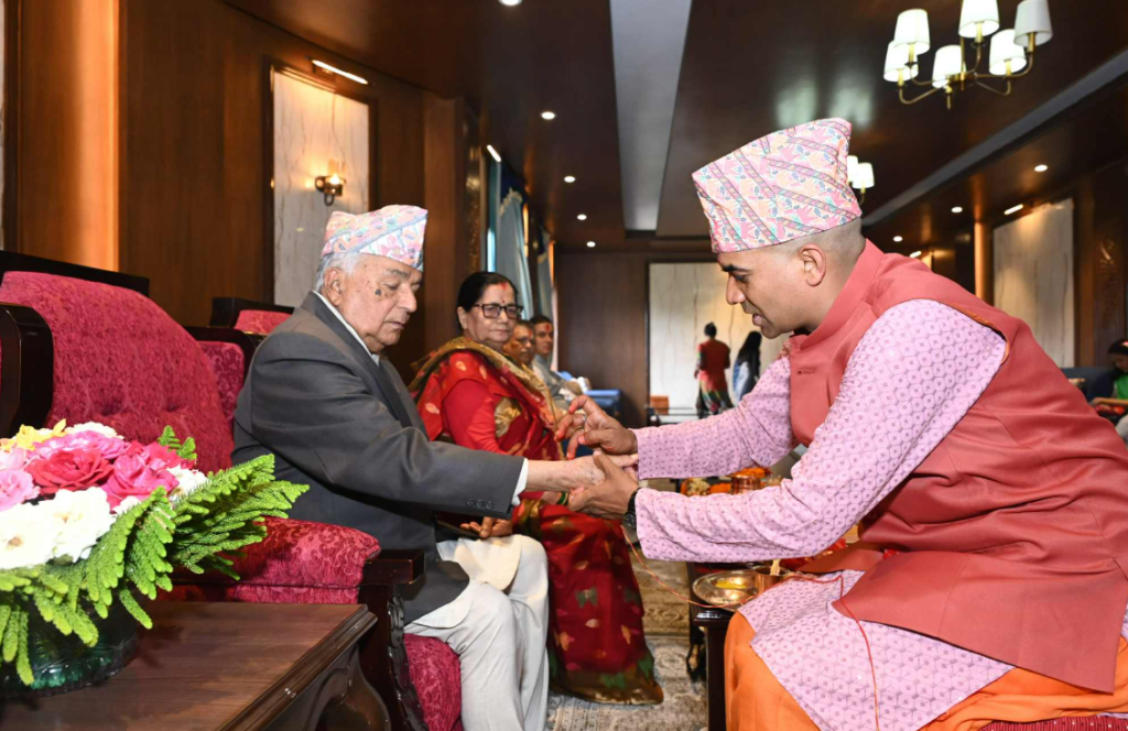President Paudel receives ‘Rakshabandhan’