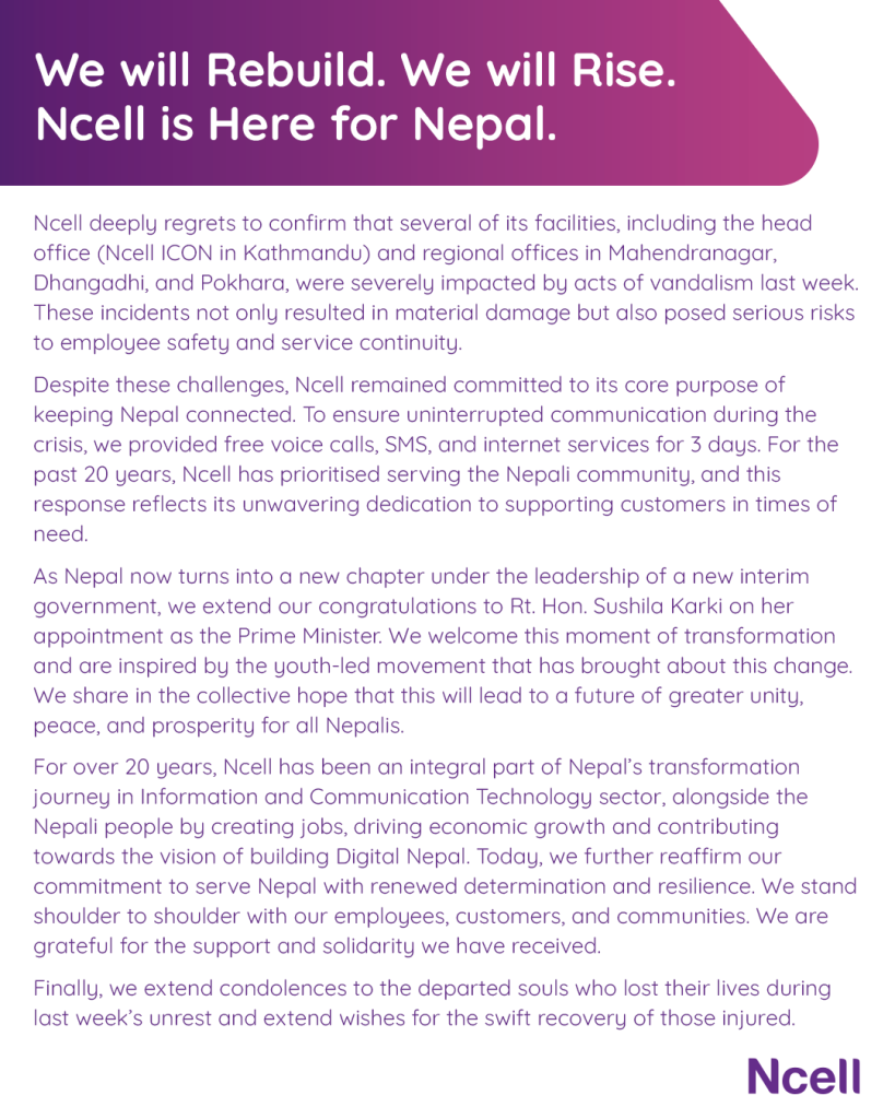 We Will Rebuild. We Will Rise. Ncell is Here for Nepal.