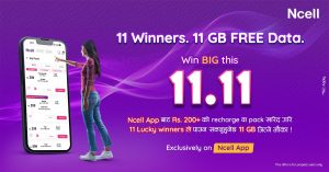 Ncell Offers 11GB Data to 11 Lucky Customers on 11:11