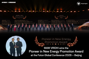 MAW Vriddhi Wins the “Pioneer in New Energy Promotion Award” at the Foton Global Conference 2026 – Beijing