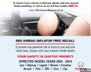 Syakar Trading Announces Safety Recall for Honda Models (2001–2014) with Free Airbag Replacement