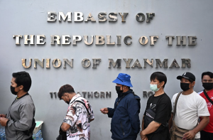 Myanmar junta hunts 10 for anti-election protest