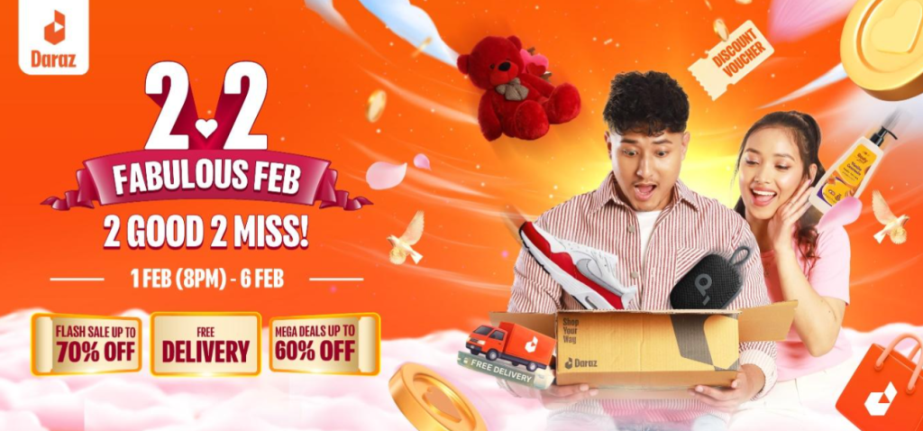 February Shopping Gets Fabulous with Daraz’s 2.2 Sale, Up to 70% Off, Exciting Brand Offers, Everyday Low Prices, and a Chance to Win Redmi Note 15 5G