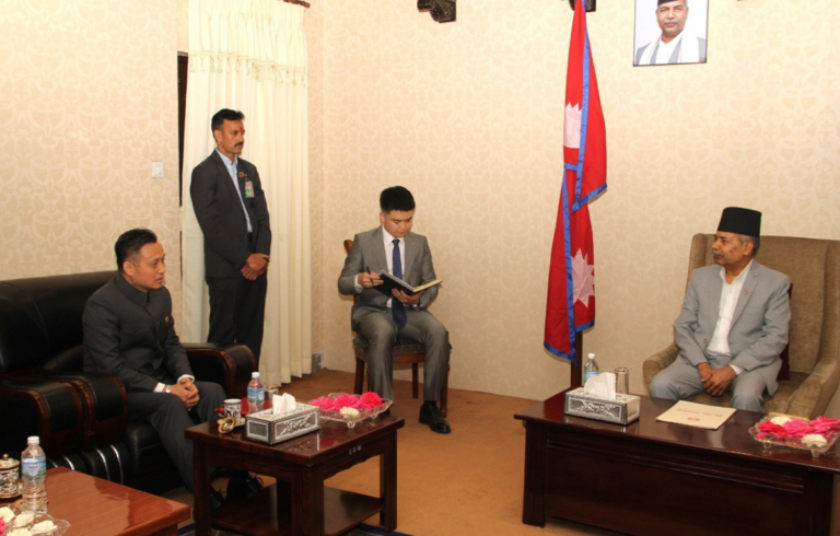 Chinese ambassador pays courtesy call on VP Yadav