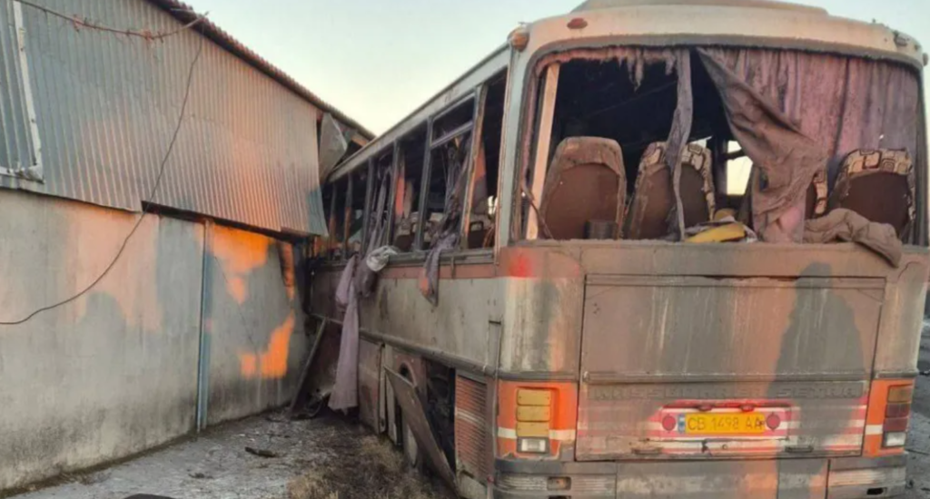 Drone strike kills 7 on bus in Russia-held eastern Ukraine