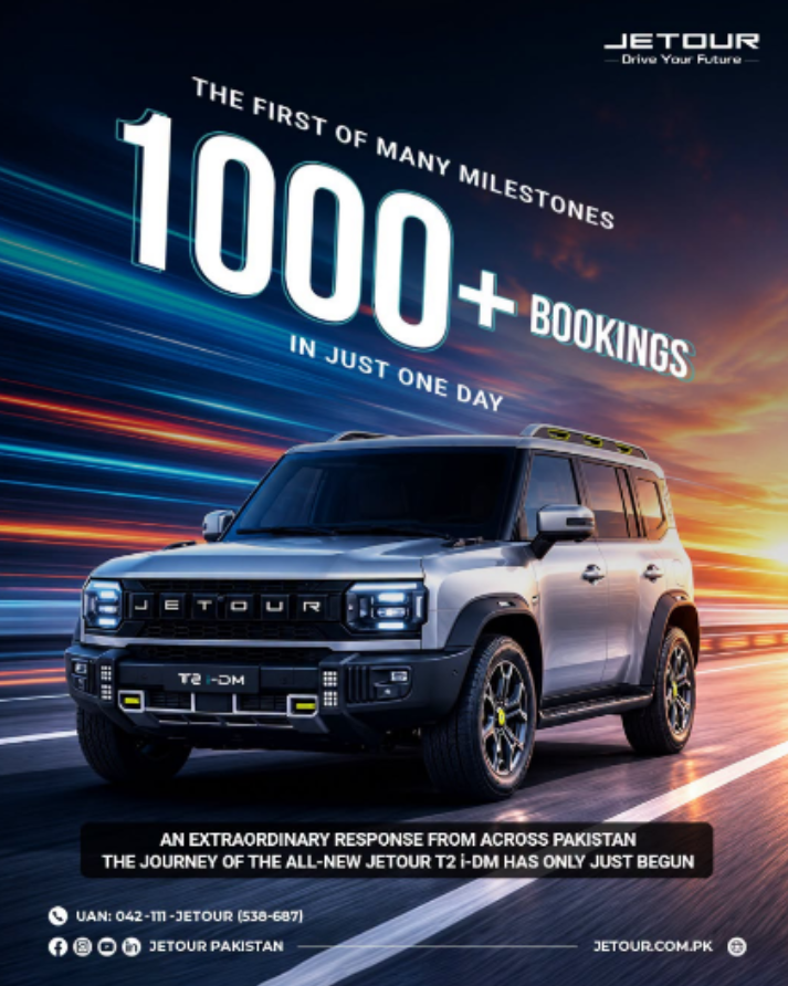 Jetour Creates a Buzz as New SUV Crosses 1,000 Bookings Within Days in Pakistan