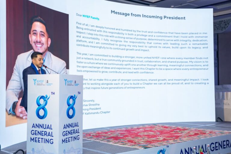 NYEF Kathmandu Elects Mr. Anubhav Shrestha as President; Commits to Advancing Entrepreneurship, Innovation, and Youth Leadership